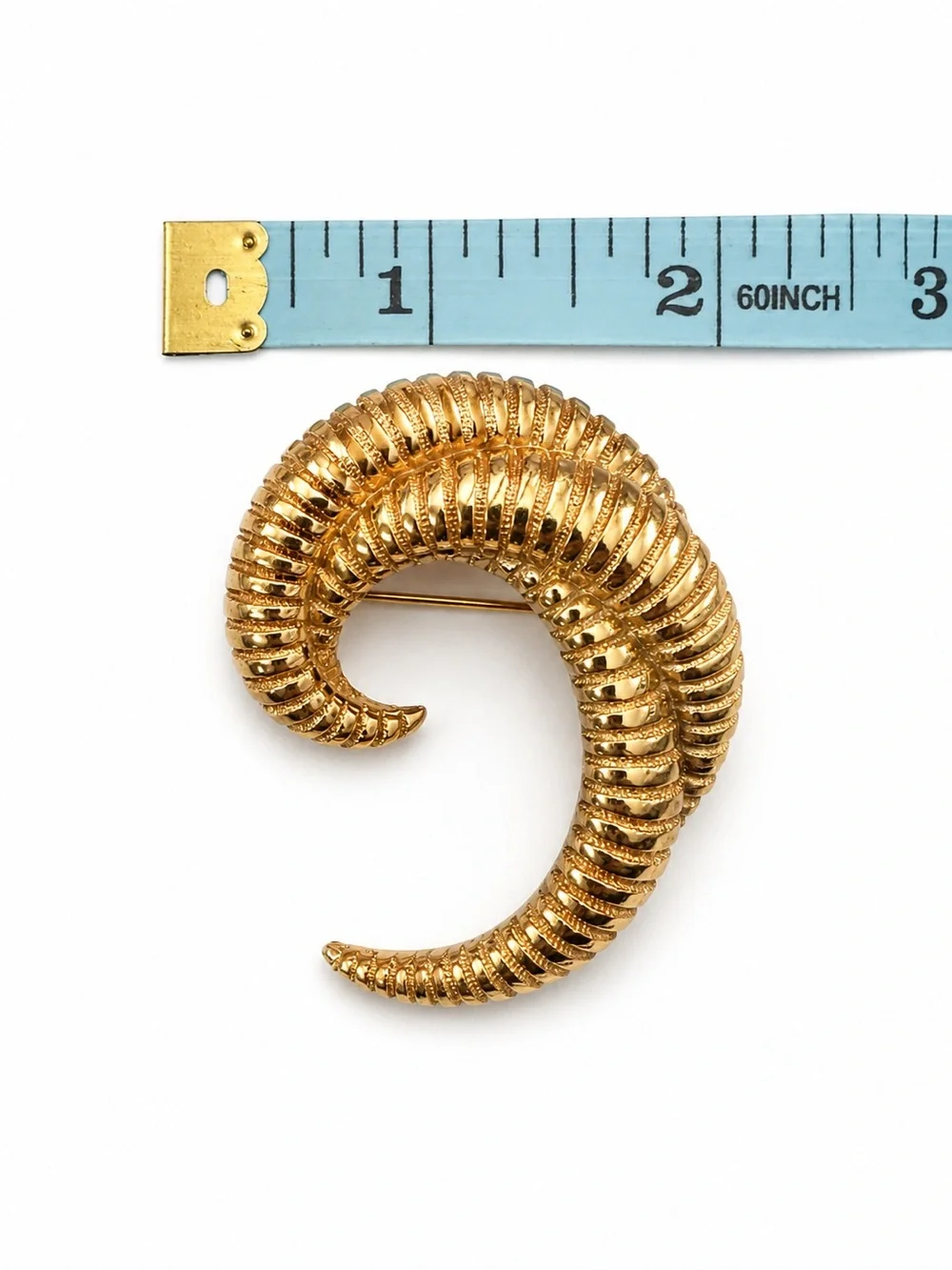 Signed Monet Gold Tone Spiral Swirl Brooch Pin‎ Textured Vintage Statement Piece